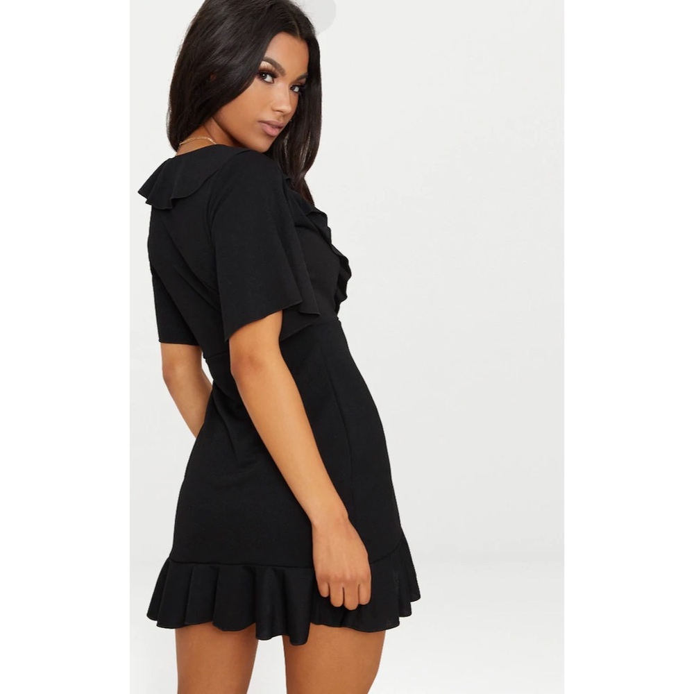 Fit and Flare Ruffle Skater Black Dress - Picture 2 of 4